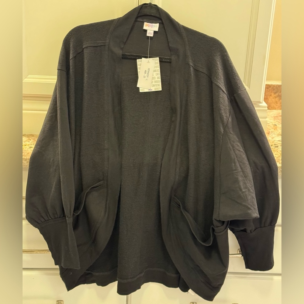 LuLaRoe L Black Kennedy Cardigan Sweater NWT
